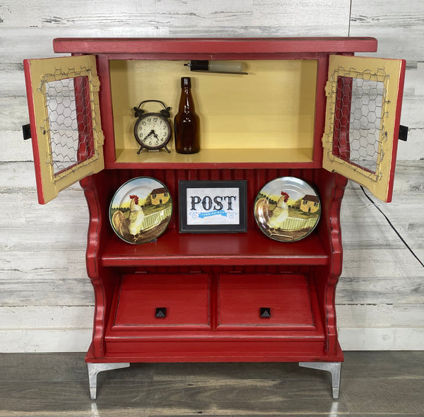 Small Farmhouse Red Hutch