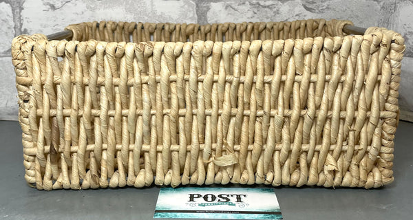 Woven Basket With Metal Handles