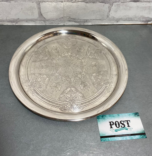 Silver Metal Engraved Tray